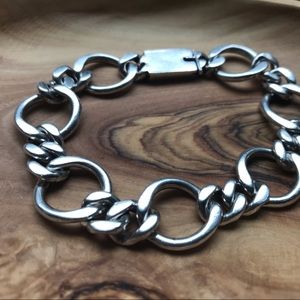 Vtg curb chain sterling Taxco bracelet